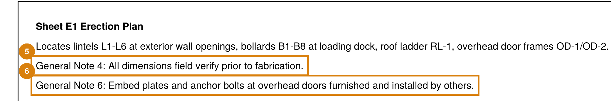 Submittal page marked up with numbered revision clouds